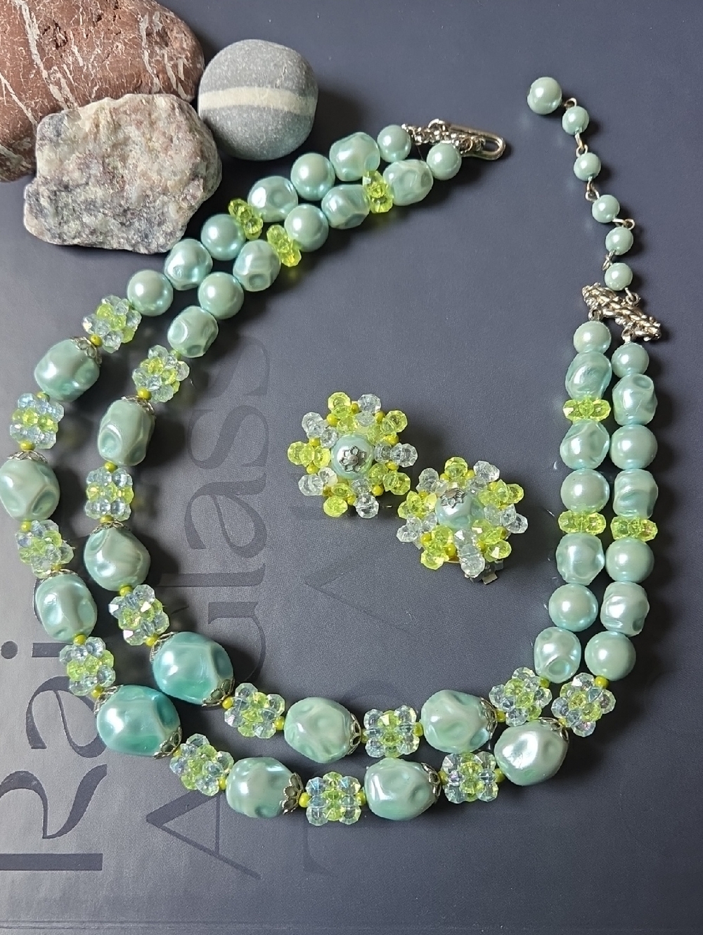 Vintage Multi-Strand Necklace & Earring Set.